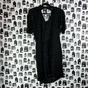 Vintage Silky Nites black sequence dress size 12